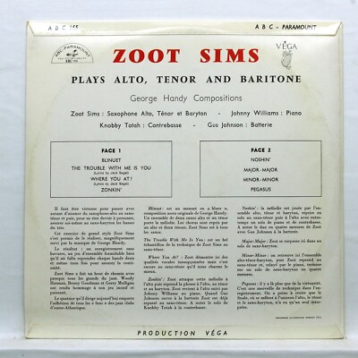 ZOOT SIMS plays alto, tenor & baritone VEGA test-pressing ABC-155