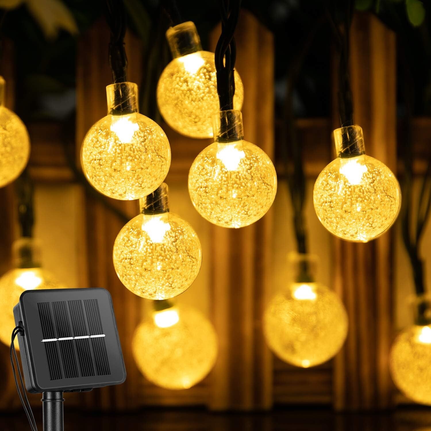 Solar String Lights 32ft 65 LED Crystal Ball Light, 8 Lighting Modes, IP65 Water