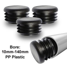 Round Plastic Blanking End Caps Pipe Tube Inserts Plugs Bungs Black 10mm-140mm
