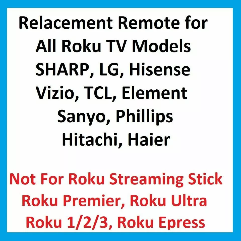 New Replacement Remote for Roku TV TCL Sanyo Element Haier RCA LG Onn Philips JV - Image 2 of 4