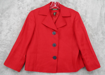 Ralph Lauren Jacket LRL 12 Linen Anchor Buttons Nautical Lightweight Career Red