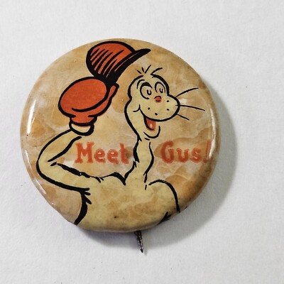 Vintage 1940's Esso Gas Dr Seuss Meet Gus Celluloid Pinback Button