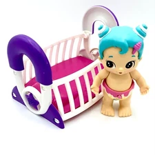 Little Live Bizzy Bubs Doll Peek A Boo Swirlee Baby With Crib Interactive Works
