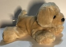 Aurora Plush Tan Brown Dog 2019 7  Laying Down Plastic Eyes  Nose