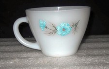 Vintage Fire King Oven Ware Bonnie Blue Carnation Flower Coffee Tea Cup