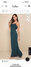 Lulu  s Captivated Emerald Green Cowl Neck Maxi Dress, Size 2