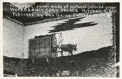 Panel, world's only corn palace, Mitchell, S. Dak. RPPC Photo Postcard Copy