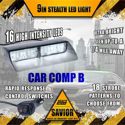 16 LED Dash Light Windshield Warning Flash Strobe Truck Pick Up Light WHITE