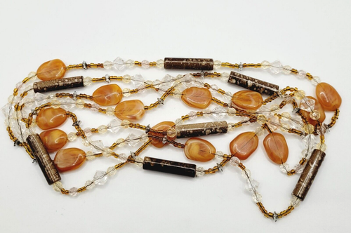 Unique Hippie Bohemian Long Multi Color Bead Shape Vtg 1970s Necklace No Clasp - Picture 6 of 23