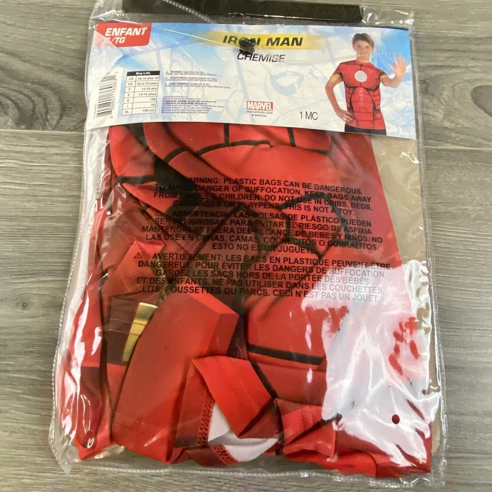 Marvel Iron Man Niños L/XL Camisa Halloween Disfraz Juegos con disfraces Vestir Foto 4 de 4