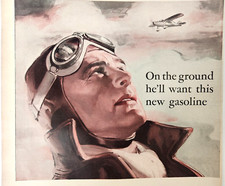 Airplane Pilot Texaco Sky Chief Gasoline Vintage 1939 Ad Magazine Print