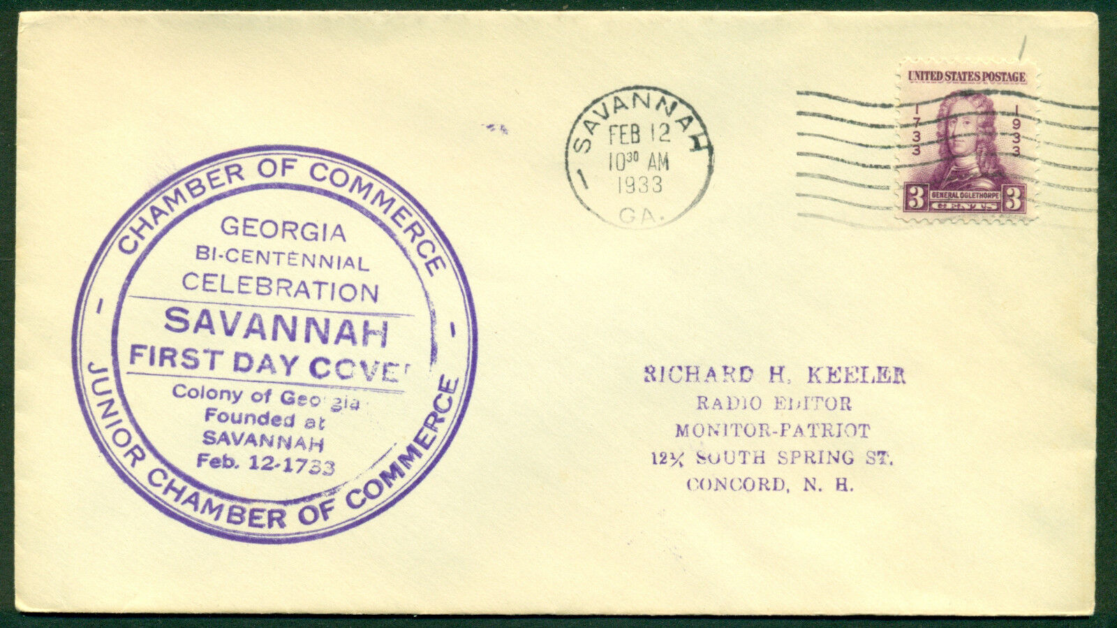 SCOTT # 726 FDC C of 70% OFF Outlet SAVANNAH ADDRESS PRINTED STAMP Bombing free shipping CACHET