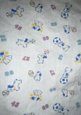 Vintage Fitted Baby Crib Sheet Sports 🏈 ⚾️ ⚽️ Balls Puppy