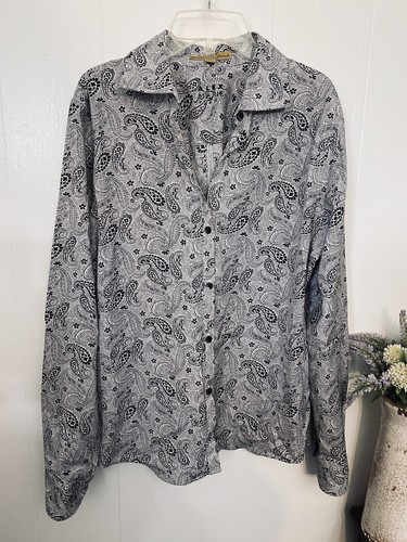 White Paisley Blouse Long Sleeve Euc | eBay