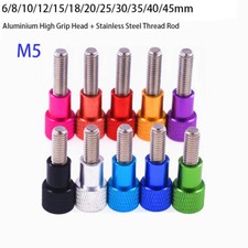 M5 Knurled Thumb Screws Shoulder Bolts Aluminium Hand Grip Knob High Type 6-45mm