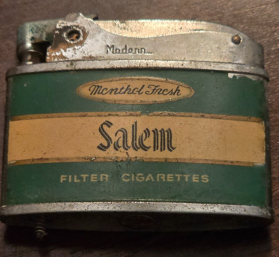 Vintage Modern Flat Advertiser Lighter | Salem Cigarettes | Working | RARE |
