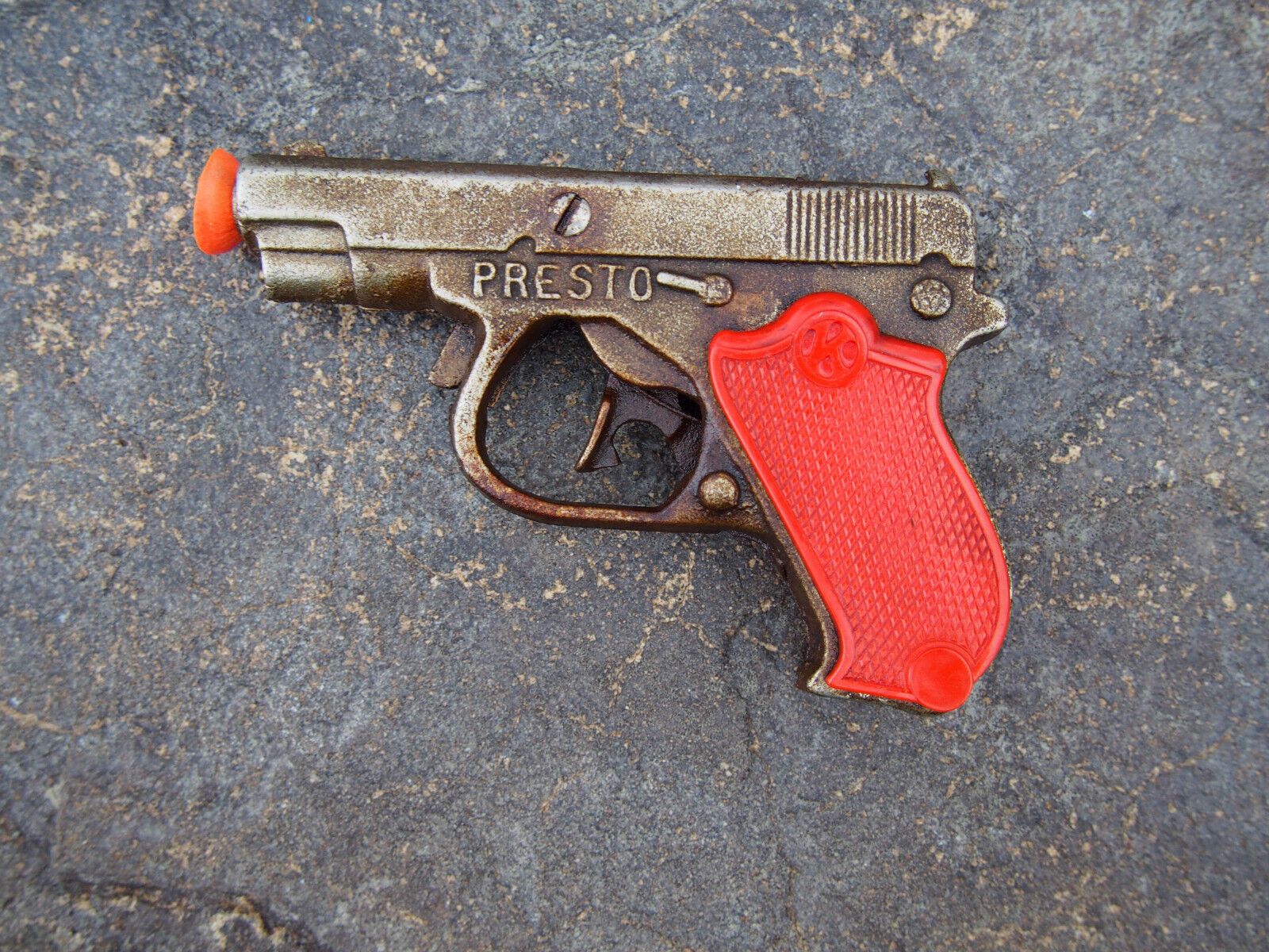 Vintage Kilgore Presto テレビで話題 Nickel Plated Cast Red Iron O 福袋特集 Toy Gun Cap