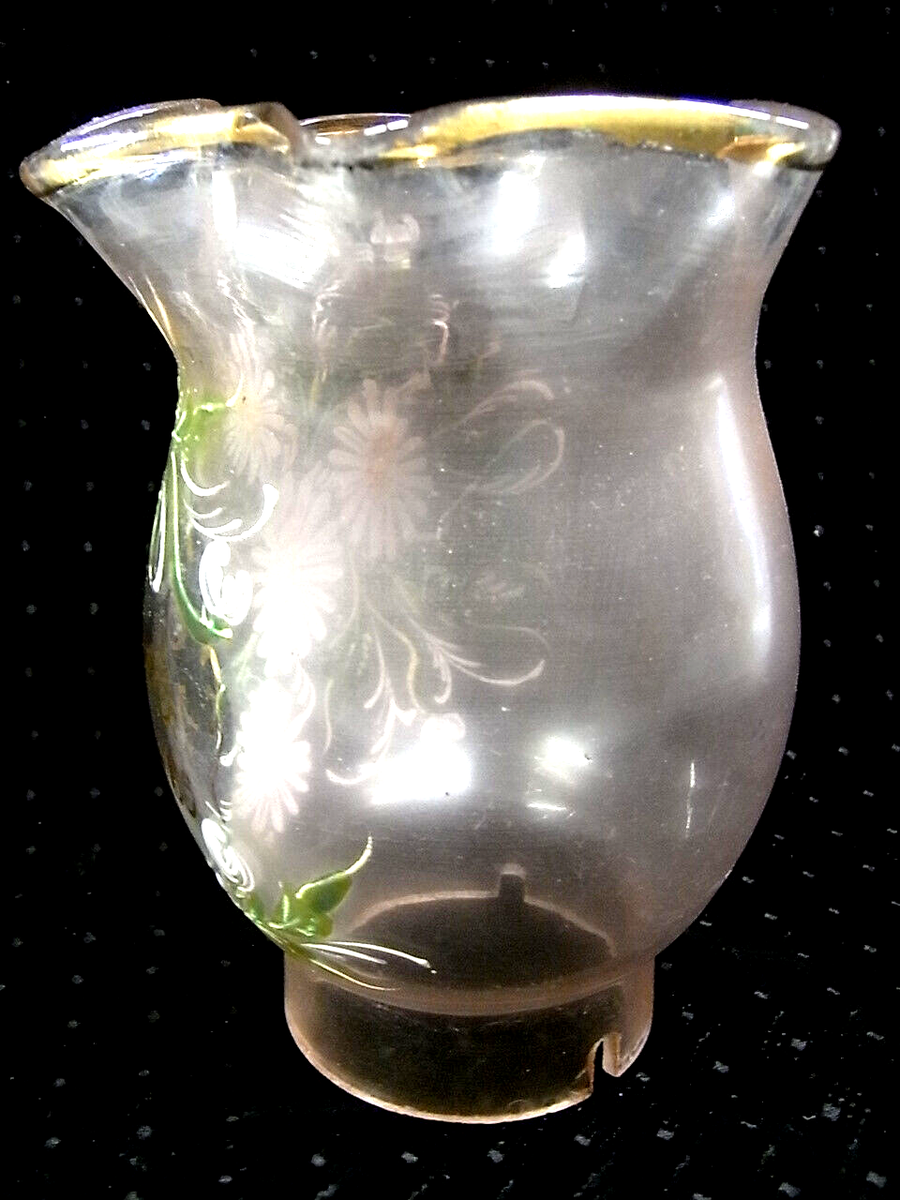 GLOBE DE LAMPE A PETROLE EN VERRE SATINE & DECOR . H 115 mm D 60 mm. REF 5068 eB