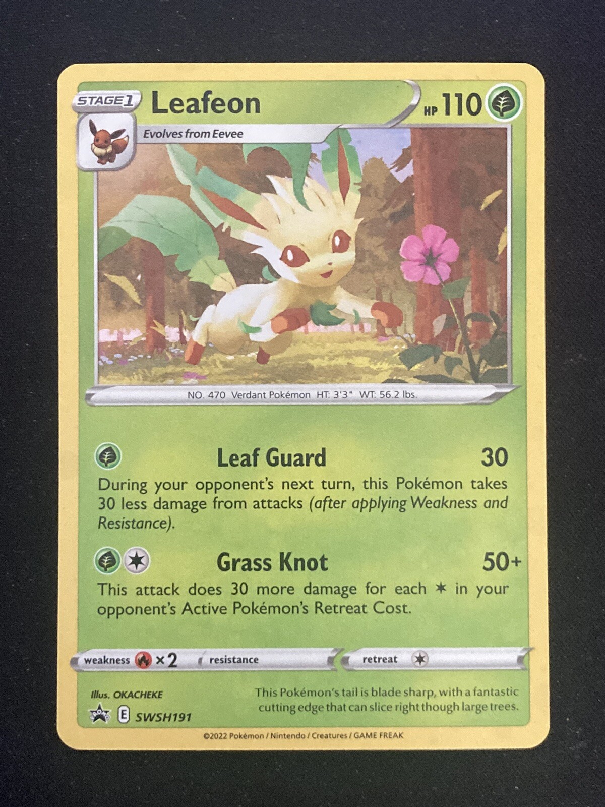 Leafeon Black Star Holo SWSH191 - Pokemon Brilliant Stars 3-pk Blister Promo
