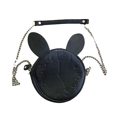 Disney Alice In Wonderland Black Rabbit Ears Clock Crossbody Purse