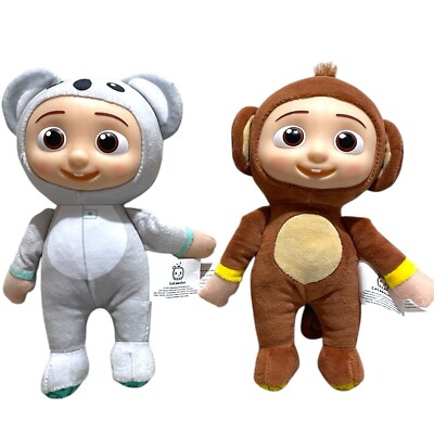 NWOT Cocomelon JJ Koala & Monkey Costume Plush 8  Doll Toy 2021 Vinyl Face Lot 2