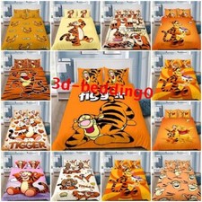Disney Tigger Cartoon Duvet Cover Pillowcase Single Double King Bedding Set Gift