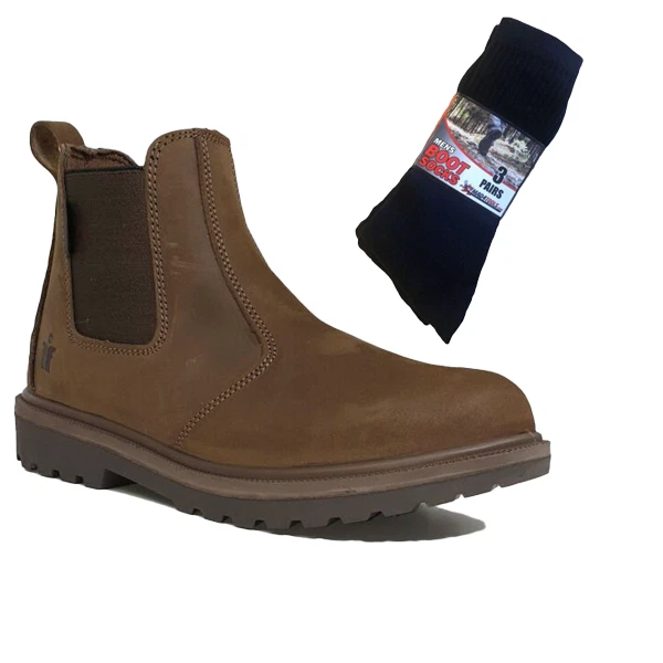 Scruffs Raw Dealer Safety Work Boots Brown Men s Shoes 1 Pair Of Work Socks