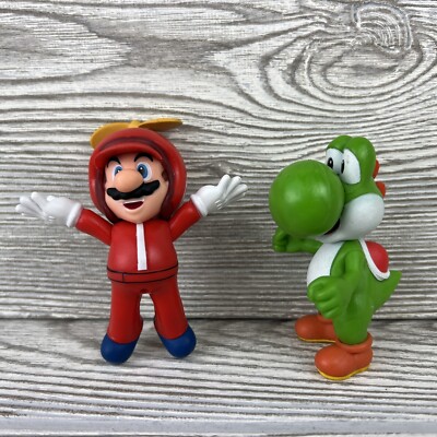 World of Nintendo - YOSHI & Propeller Mario - Toy Figures - Hat Spins! Jakks 3''