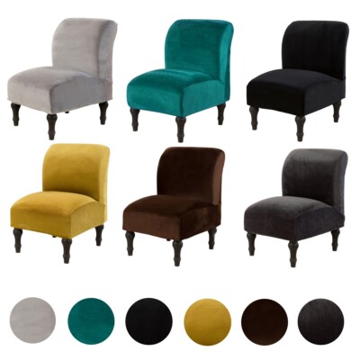 Armless Chair Slipcover Accent Chair Cover Velvet Stretch Slipper