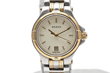 [Exc+5] Vintage GUCCI 9040L Quartz Ivory Dial Gold 28mm Women's Watch From JAPAN