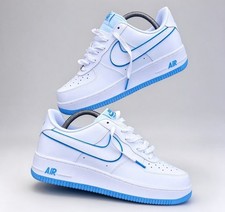 Men's Nike Air Force 1 Low Top White/Blue Leather Sneakers shoes