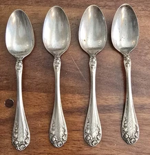 Antique Sterling R. WALLACE & SONS Spoons 5-3/4” Rose Pattern Set Of 4