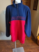 Nautica Men's Logo Quarter-Zip Fleece Sweater Pullover Sweatshirt Size XL