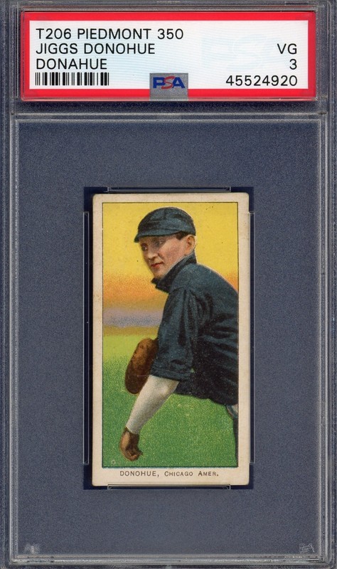 1909 T206 Piedmont 350 Tobacco Card PSA 3 Jiggs Donohue White Sox Centered