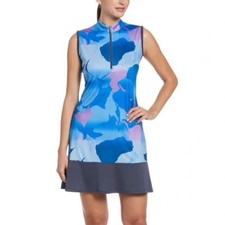 Callaway Opti Dri Golf Dress Womens M Blue Sleeveless 1/4 Zip Athletic Tennis