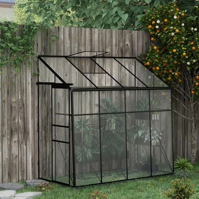 Outsunny Polycarbonate Greenhouse Aluminum Lean-to Green House