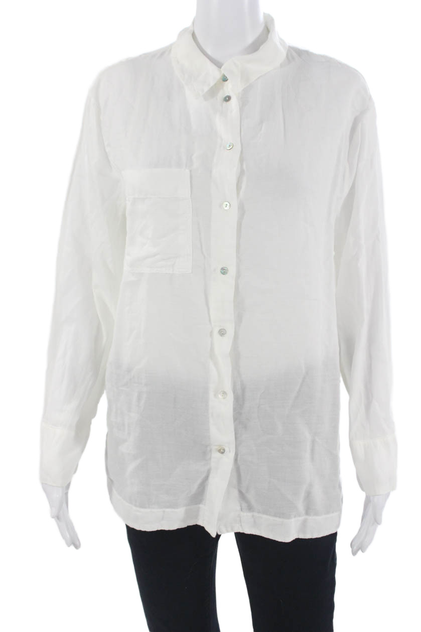 Ba&Sh Women Collared Cotton Button-Up Long Sleeve White Top Size SFree Shipping in US $100+ Orders | $6.95 Orders Below