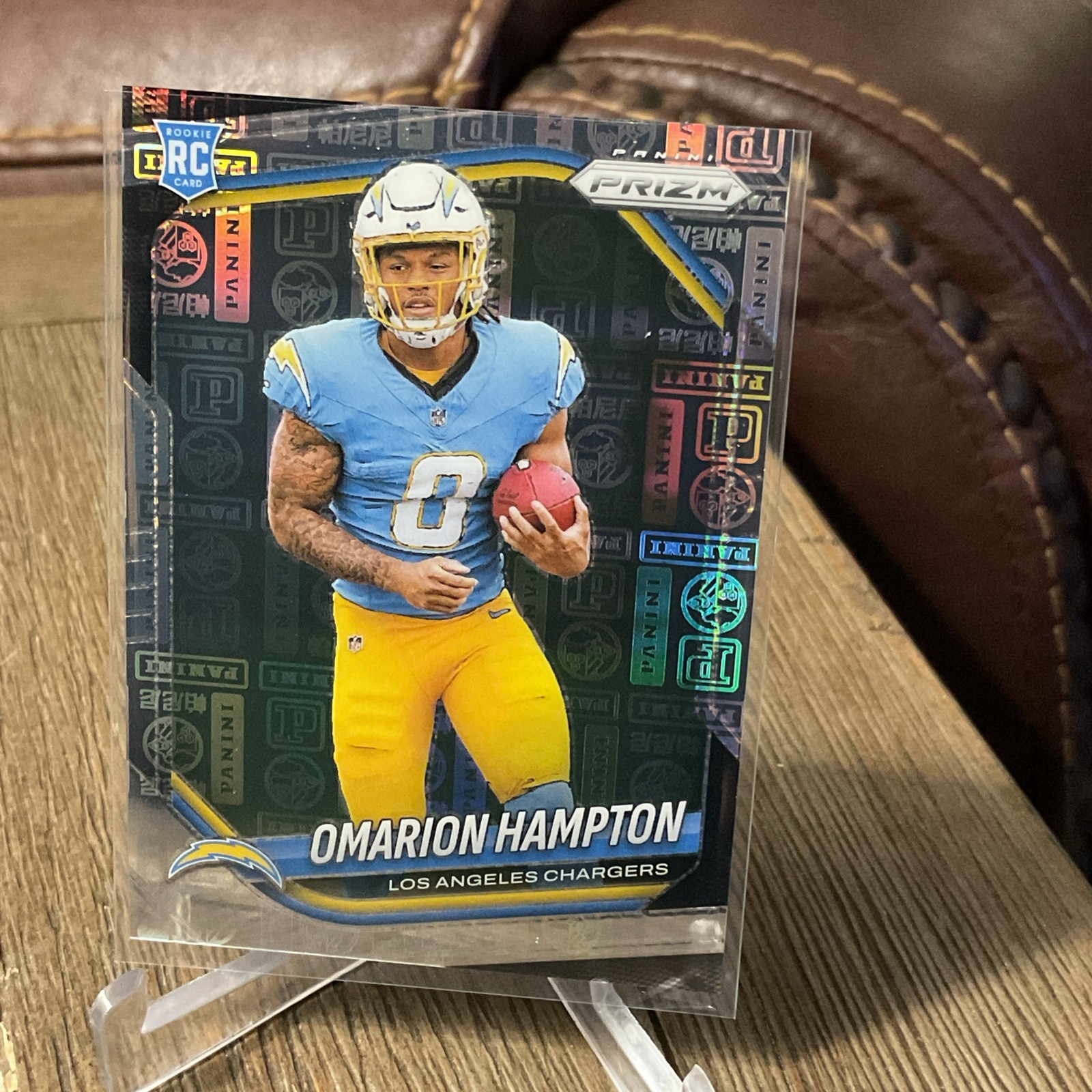 2025 Prizm Omarion Hampton #355 RC Panini Logo Prizm /20 Chargers