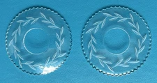 Vintage Set of 2 Clear Glass Bobeches for Taper Candles Leaf Pattern  ~ READ!!