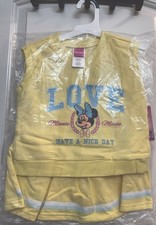 Disney Minnie Mouse Girls Yellow 2pc Skirt  Sweatshirt Set 4T Fall/Spring