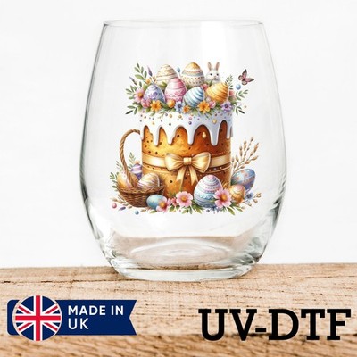 Ostereier Kuchen 8 Stück UV DTF Aufkleber - Glas Laptop Becher Tasse le658