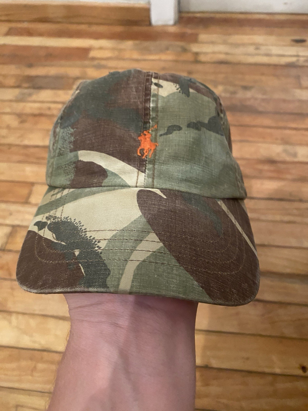 Cappello berretto palla baseball Polo Ralph Lauren mimetico arancione pony logo ricamato