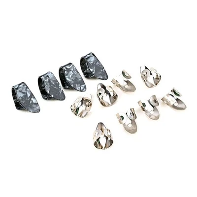 12 Pcs Guitar Finger Picks Adjustable Stainless Steel Finger Pick ABS Thumb Pick - Image 1 of 4