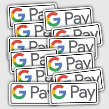 Pack of 12 Google Pay Payment Contactless Card Logo Stickers For Business & Shop