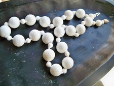 vintage 14k yg white facet agate onyx bead necklace gem stone disco ball jewelry