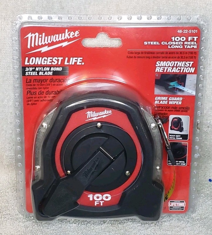 Milwaukee 100 ft. Closed Reel Long Tape Measure 48-22-5101