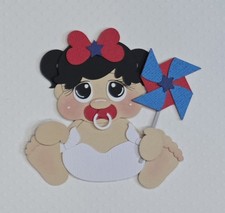 4th of July Baby Girl Black Hair. Scrapbook, Card making Paper Piecing