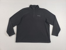 Eddie Bauer Men Sweater XXL Black 1/4 Zip Mock Neck Long Sleeve Logo Casual Wear