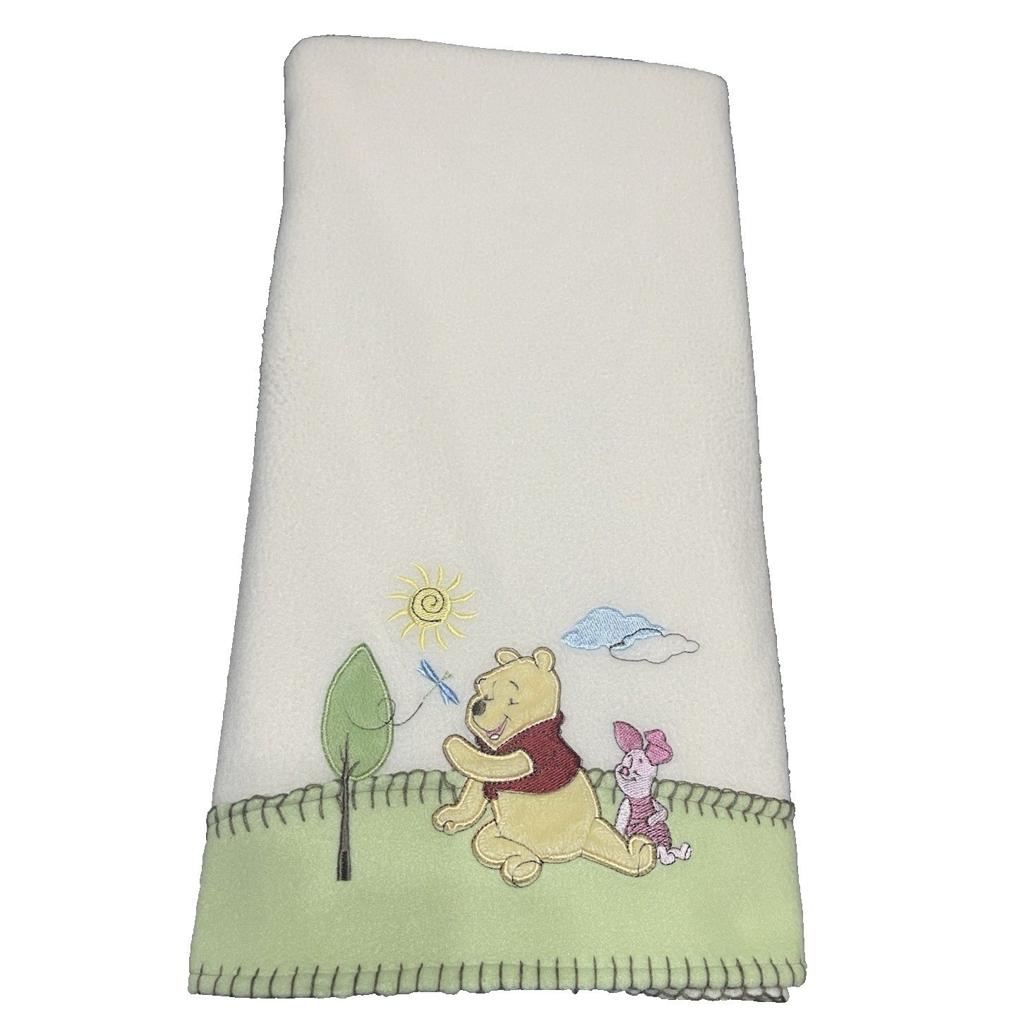 Disney Winnie the Pooh Blanket Baby Crown Crafts Piglet Brown Stitch Trim Fleece