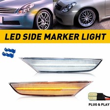 2Pc Dynamic Bumper Front Side LED Marker For Lights Infiniti G35 2003-2006 Sedan